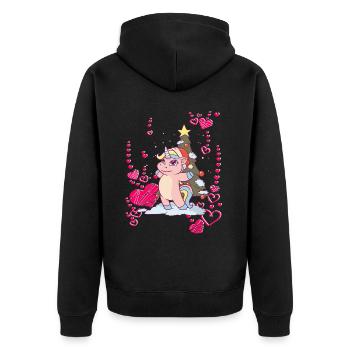 Unicorn Christmas Tree Snow Winter - Unisex Premium Organic Zip Hoodie - black - Back - Nico (187cm)