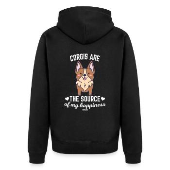 mignon chien de compagnie Corgi - Veste à capuche bio Premium Unisexe - noir - Dos - Nico (187cm)