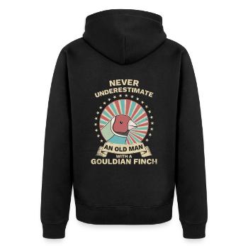 Gouldamadine Estrildidae Gouldian Finch Retro - Unisex Premium Bio Zip Hoodie - Schwarz - Hinten - Nico (187cm)