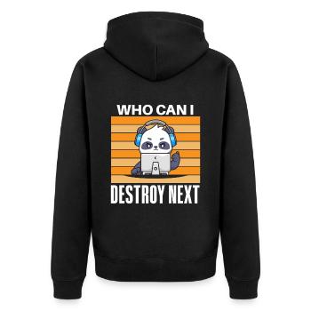 Witziger Gaming Gamer Zocker Spruch - Unisex Premium Bio Zip Hoodie - Schwarz - Hinten - Nico (187cm)