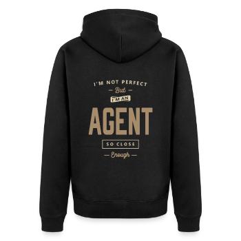 Agent Lustige Berufsbezeichnung Beruf Geburtstagsarbeiter - Unisex Premium Bio Zip Hoodie - Schwarz - Hinten - Nico (187cm)