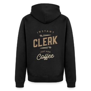 Clerk Funny Job Title Profession Birthday Worker - Unisex Premium Organic Zip Hoodie - black - Back - Nico (187cm)