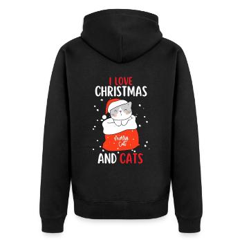 J’aime Noël et Chats Chat Noël - Veste à capuche bio Premium Unisexe - noir - Dos - Nico (187cm)