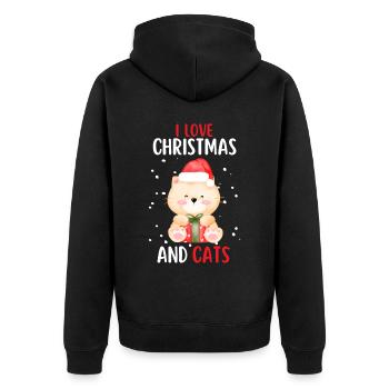 J’aime Noël et Chats Chat Noël - Veste à capuche bio Premium Unisexe - noir - Dos - Nico (187cm)