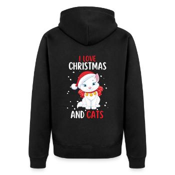 J’aime Noël et Chats Chat Noël - Veste à capuche bio Premium Unisexe - noir - Dos - Nico (187cm)