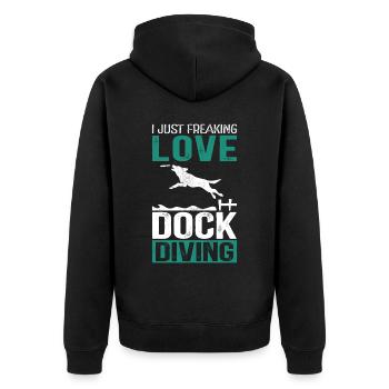 Dock Diving Dogs Dog Sports Dog Owner Gift - Unisex Premium Organic Zip Hoodie - black - Back - Nico (187cm)