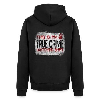 True Crime Junkie - Unisex Premium Organic Zip Hoodie - black - Back - Nico (187cm)