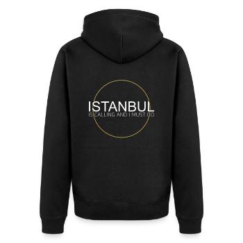 Istanbul is calling - Unisex Premium Organic Zip Hoodie - black - Back - Nico (187cm)