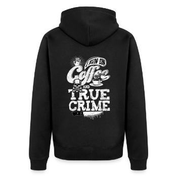 Je cours avec du café et un vrai crime - Veste à capuche bio Premium Unisexe - noir - Dos - Nico (187cm)