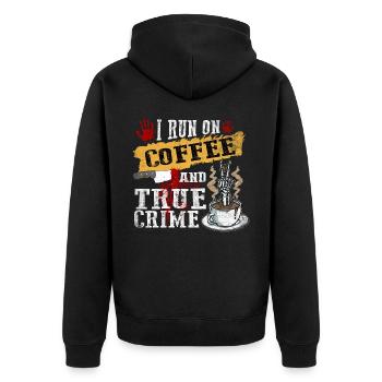 Je cours avec du café et un vrai crime - Veste à capuche bio Premium Unisexe - noir - Dos - Nico (187cm)