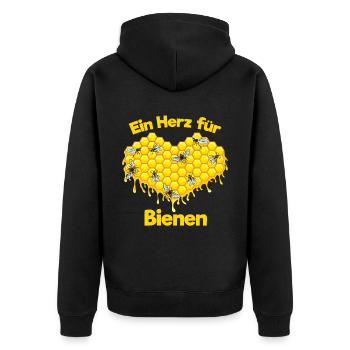 Ein Herz Für Bienen Imker Honig - Unisex Premium Bio Zip Hoodie - Schwarz - Hinten - Nico (187cm)