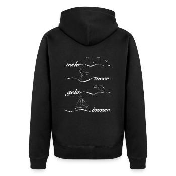 Mehr Meer Geht Immer - Unisex Premium Bio Zip Hoodie - Schwarz - Hinten - Nico (187cm)