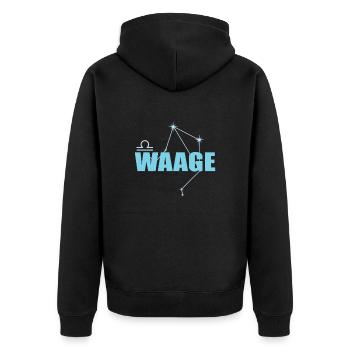 Waage Sternzeichen Libra Sternbild - Unisex Premium Bio Zip Hoodie - Schwarz - Hinten - Nico (187cm)