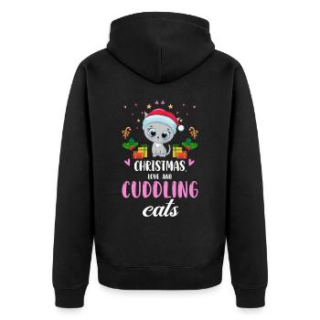 Câlin animal amour Noël, amour chats - Veste à capuche bio Premium Unisexe - noir - Dos - Nico (187cm)