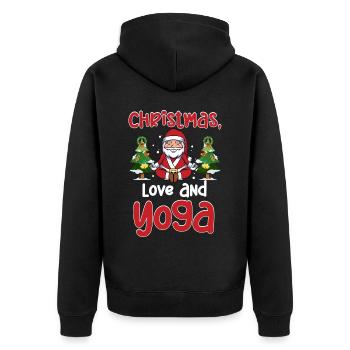 Yogini Yoga Meditation Weihnachten, Liebe und Yoga - Unisex Premium Bio Zip Hoodie - Schwarz - Hinten - Nico (187cm)