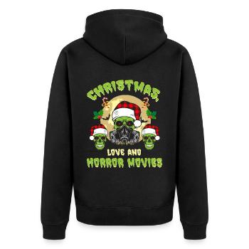 Horror Movie Zombie Santa Weihanchten Liebe Horror - Unisex Premium Bio Zip Hoodie - Schwarz - Hinten - Nico (187cm)