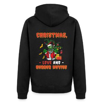 Horror Movie Zombie Santa Weihanchten Liebe Horror - Unisex Premium Bio Zip Hoodie - Schwarz - Hinten - Nico (187cm)