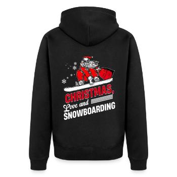 Boarder Snowboarder Weihnachten Liebe Snowbaord - Unisex Premium Bio Zip Hoodie - Schwarz - Hinten - Nico (187cm)