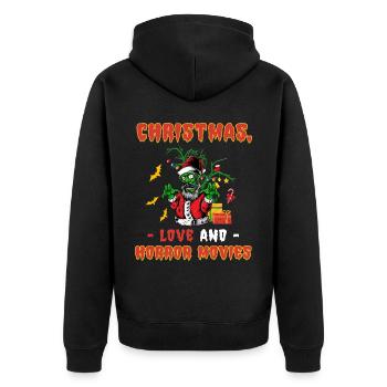 Horror Movie Zombie Santa Weihanchten Liebe Horror - Unisex Premium Bio Zip Hoodie - Schwarz - Hinten - Nico (187cm)