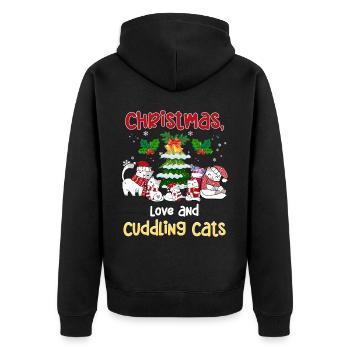 Câlin animal amour Noël, amour chats - Veste à capuche bio Premium Unisexe - noir - Dos - Nico (187cm)