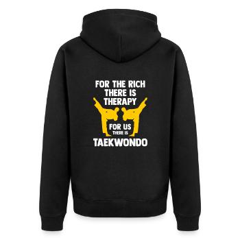Taekwondo Taekwondoin Tae-Kwon-Do Tae Kwon Do - Unisex Premium Bio Zip Hoodie - Schwarz - Hinten - Nico (187cm)