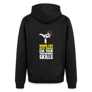 Taekwondo Martial Arts Gift Idea Tae Kwon Do - Unisex Premium Organic Zip Hoodie - black - Back - Nico (187cm)