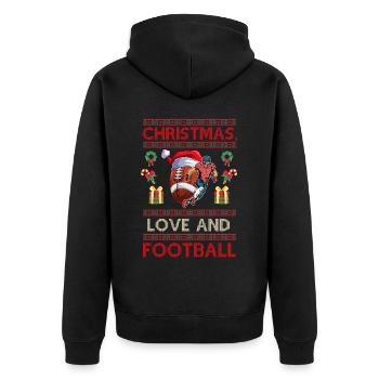 College Football Spieler Team Weihnachten Liebe - Unisex Premium Bio Zip Hoodie - Schwarz - Hinten - Nico (187cm)