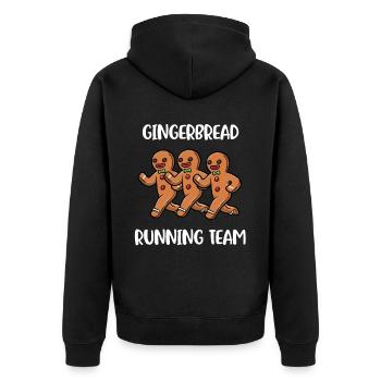 Gingerbread Man Running Team Keks Geschenk - Unisex Premium Bio Zip Hoodie - Schwarz - Hinten - Nico (187cm)