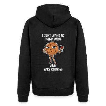 Drink Wine And Bake Cookies Keks Geschenk - Unisex Premium Bio Zip Hoodie - Schwarz - Hinten - Nico (187cm)