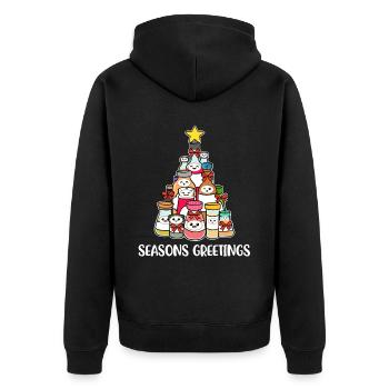 Seasons Greetings Weihnachtsessen Geschenk - Unisex Premium Bio Zip Hoodie - Schwarz - Hinten - Nico (187cm)