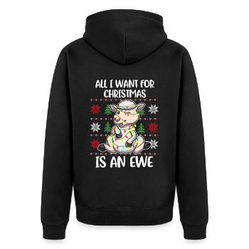 Christmas Ewe Hässlicher Weihnachtspulli Geschenk - Unisex Premium Bio Zip Hoodie - Schwarz - Hinten - Nico (187cm)