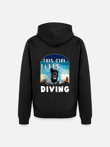 Diving Girl Diving Gift - Unisex Premium Organic Zip Hoodie - black