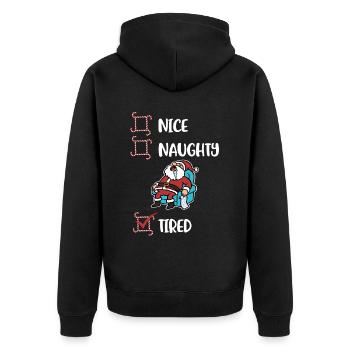 Tired Christmas Naughty or Cute Gift - Unisex Premium Organic Zip Hoodie - black - Back - Nico (187cm)