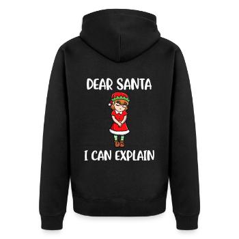 I Can Explain Lieber Weihnachtsmann Geschenk - Unisex Premium Bio Zip Hoodie - Schwarz - Hinten - Nico (187cm)