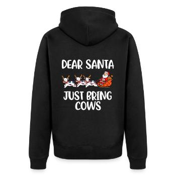 Just Bring Cows Lieber Weihnachtsmann Geschenk - Unisex Premium Bio Zip Hoodie - Schwarz - Hinten - Nico (187cm)