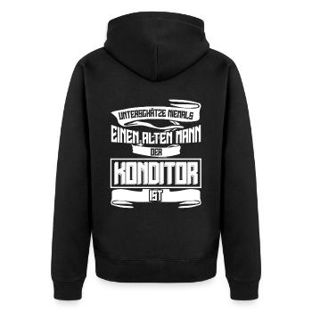 Konditor Zuckerbäcker Konditorei - Unisex Premium Bio Zip Hoodie - Schwarz - Hinten - Nico (187cm)