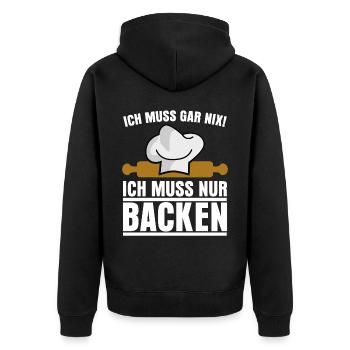 Konditor Zuckerbäcker Backen Konditorei - Unisex Premium Bio Zip Hoodie - Schwarz - Hinten - Nico (187cm)