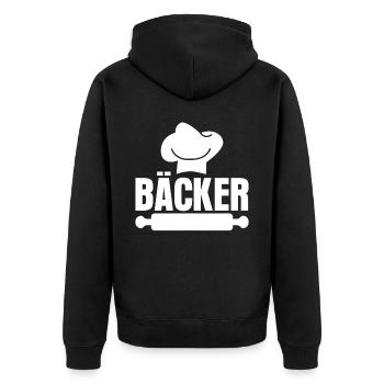 Bäcker Backen Bäckerei - Unisex Premium Bio Zip Hoodie - Schwarz - Hinten - Nico (187cm)
