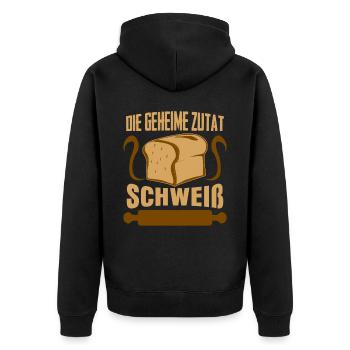 Bäcker Backen Spruch Bäckerei - Unisex Premium Bio Zip Hoodie - Schwarz - Hinten - Nico (187cm)