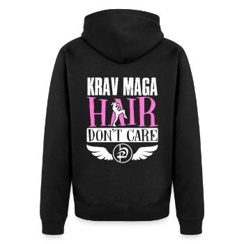 Krav Maga Apparel Israeli Self - Unisex Premium Organic Zip Hoodie - black - Back - Nico (187cm)