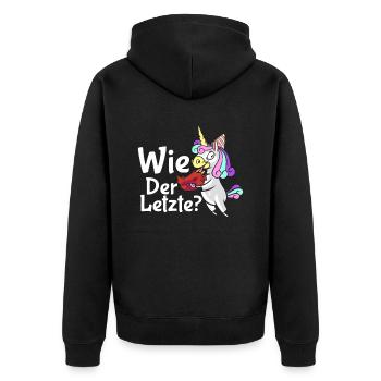 Drachen Wie Das Letzte Einhorn frisst Drache - Unisex Premium Bio Zip Hoodie - Schwarz - Hinten - Nico (187cm)