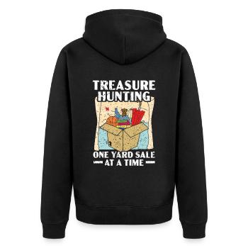 Schatzsuche Ein Yard Verkauf auf einmal sparsam - Unisex Premium Bio Zip Hoodie - Schwarz - Hinten - Nico (187cm)