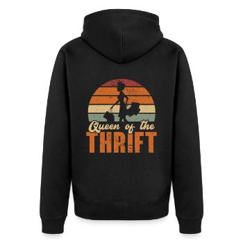 Königin der Sparsamkeit Sparsame Schnäppchenjagd - Unisex Premium Bio Zip Hoodie - Schwarz - Hinten - Nico (187cm)