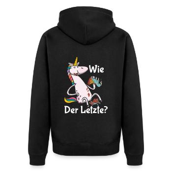 Drachen Wie Das Letzte Einhorn frisst Drache - Unisex Premium Bio Zip Hoodie - Schwarz - Hinten - Nico (187cm)