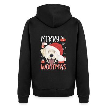 Labrador Frohe Weihnachten - Unisex Premium Bio Zip Hoodie - Schwarz - Hinten - Nico (187cm)