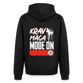 Krav Maga Apparel Israeli Self - Unisex Premium Organic Zip Hoodie - black - Back - Nico (187cm)