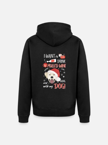 Labrador mulled wine Christmas - Unisex Premium Organic Zip Hoodie - black
