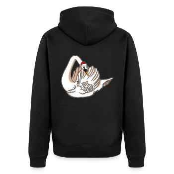 Schwan mit Christmas Sweater - Unisex Premium Bio Zip Hoodie - Schwarz - Hinten - Nico (187cm)