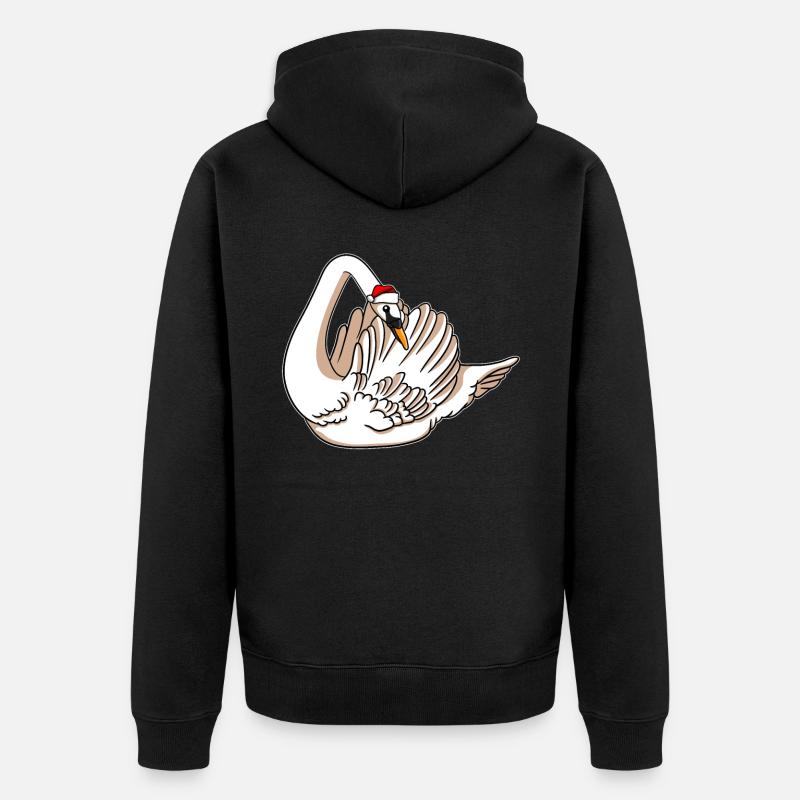 Cygne avec pull de Noël - Veste à capuche bio Premium Unisexe - noir