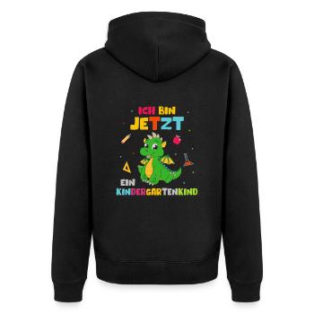 Ich bin jetzt ein Kindergartenkind Drache - Unisex Premium Bio Zip Hoodie - Schwarz - Hinten - Nico (187cm)